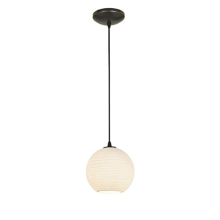 Access Lighting Japanese Lantern, Pendant, Oil Rubbed Bronze Finish, White Lined Glass 28085-1C-ORB/WHTLN
